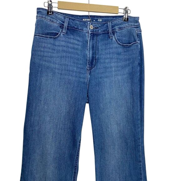 Old Navy Jeans Womens 10 Blue Flare High Rise Stretch Denim Boho Medium Wash - Picture 4 of 8